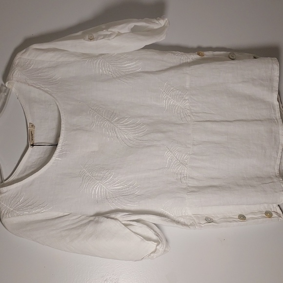 Women's White Top 100% Linen - Picture 2 of 12